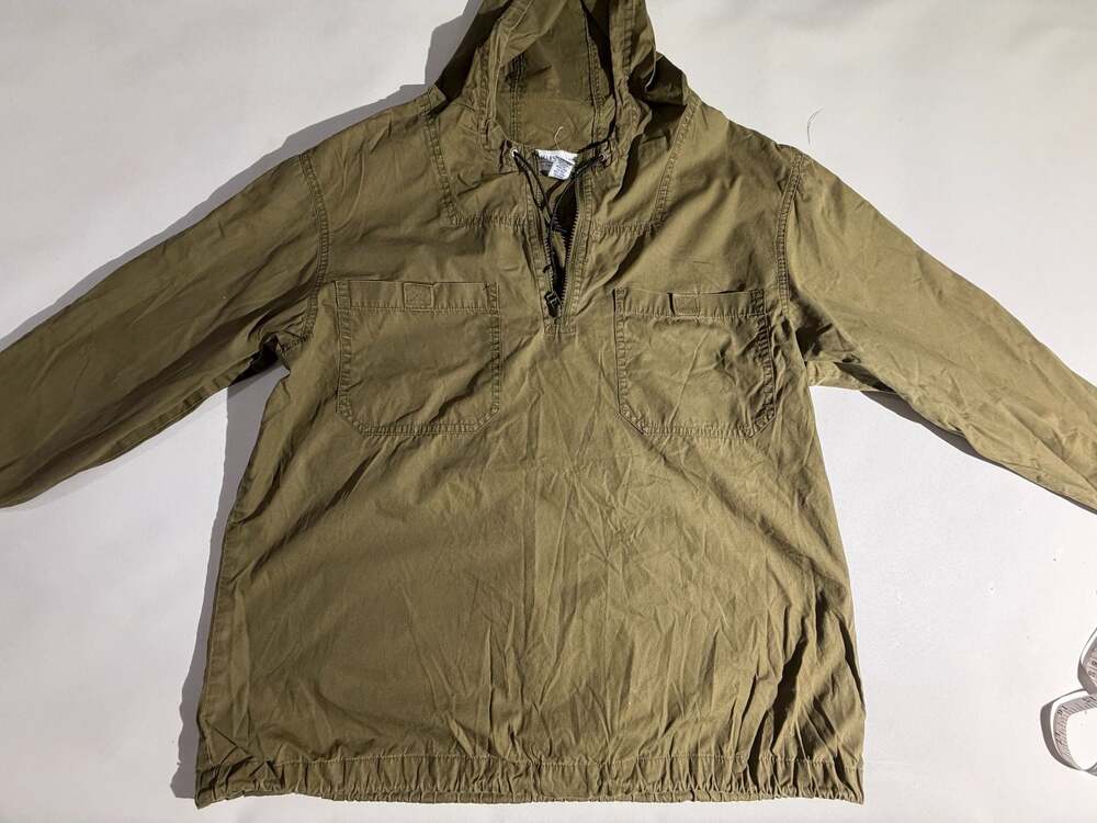 Corby Marsh Landing Anorak M Olive Hooded 1/4 Zip Cotton Cargo Y2K